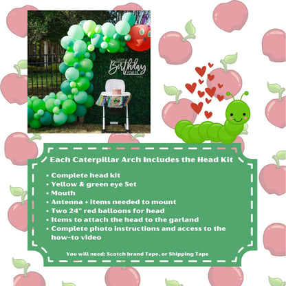 Hungry One Green Caterpillar Balloon Garland Kit