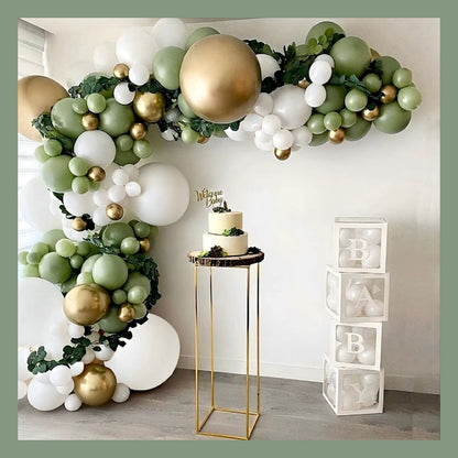 Eucalyptus Green, White, and Gold Balloon Garland Kit