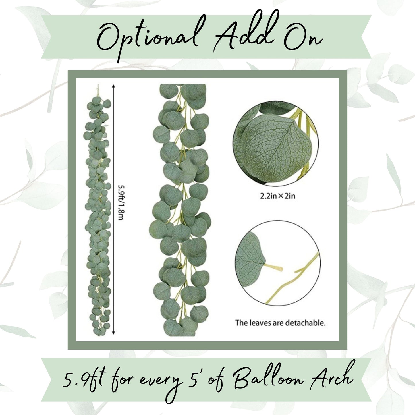 Eucalyptus Green, White, and Gold Balloon Garland Kit