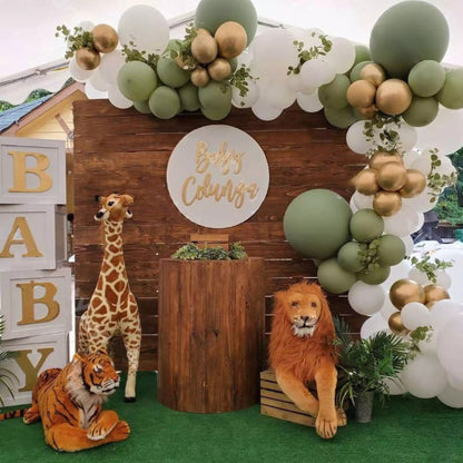 Eucalyptus Green, White, and Gold Balloon Garland Kit