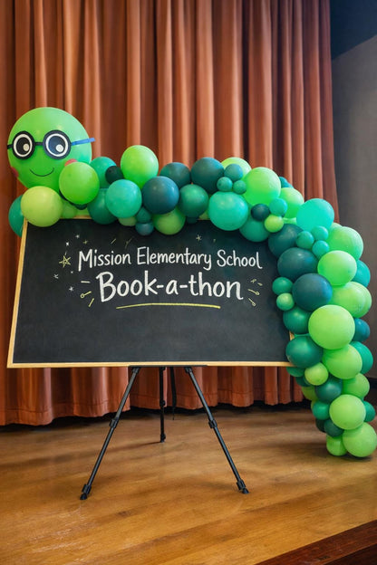 Bookworm Balloon Arch Kit, Read-a-Thon, Fundraiser, Book-a-thon, School Decor, Love to Read Party, Reading is my superpower party