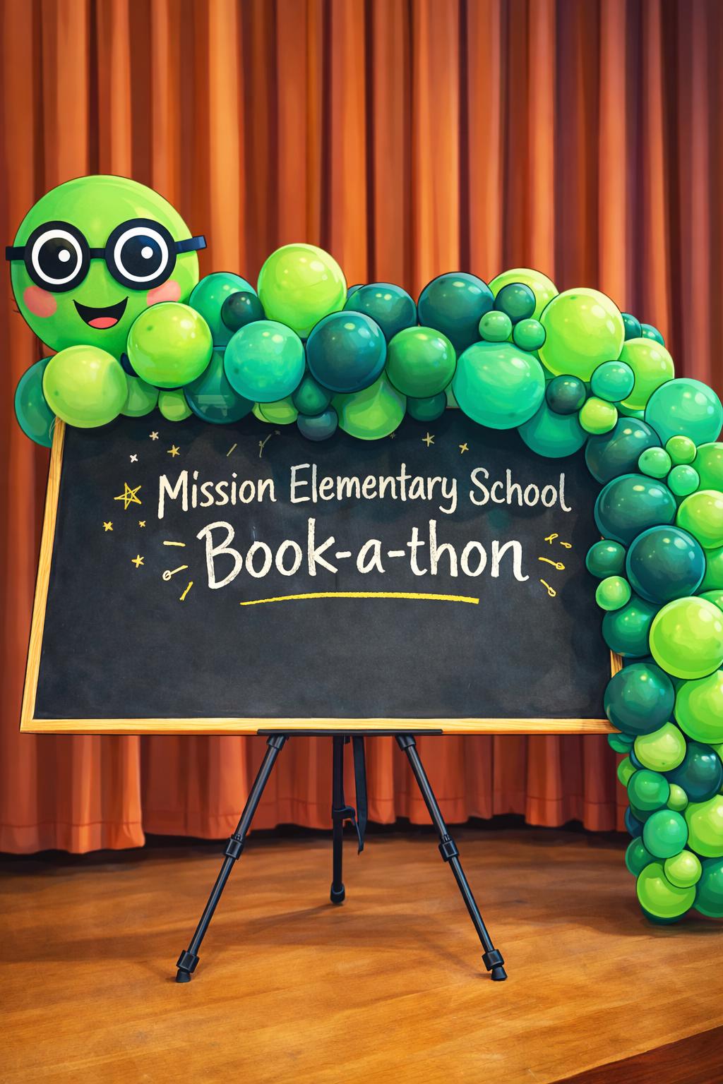 Bookworm Balloon Arch Kit, Read-a-Thon, Fundraiser, Book-a-thon, School Decor, Love to Read Party, Reading is my superpower party