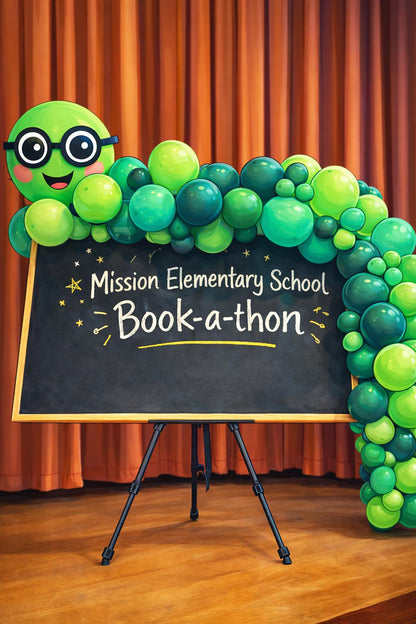 Bookworm Balloon Arch Kit, Read-a-Thon, Fundraiser, Book-a-thon, School Decor, Love to Read Party, Reading is my superpower party